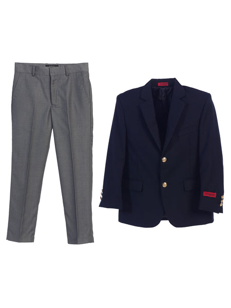 boys formal navy blazer suit jacket Charcoal pants set