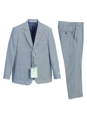 Boy's Velvet Blazer w/ Design Button