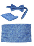 men's bow tie, pocket square, and cummerbund set