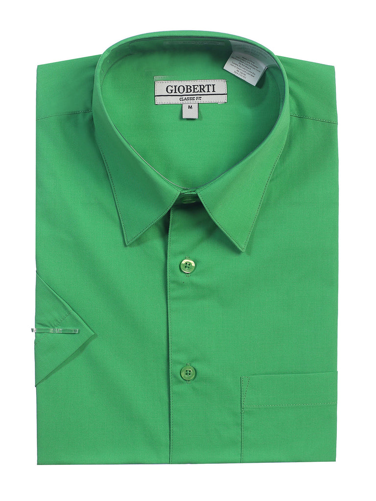 Men's Short Sleeve Shirt, Green mens formal button down dress shirt