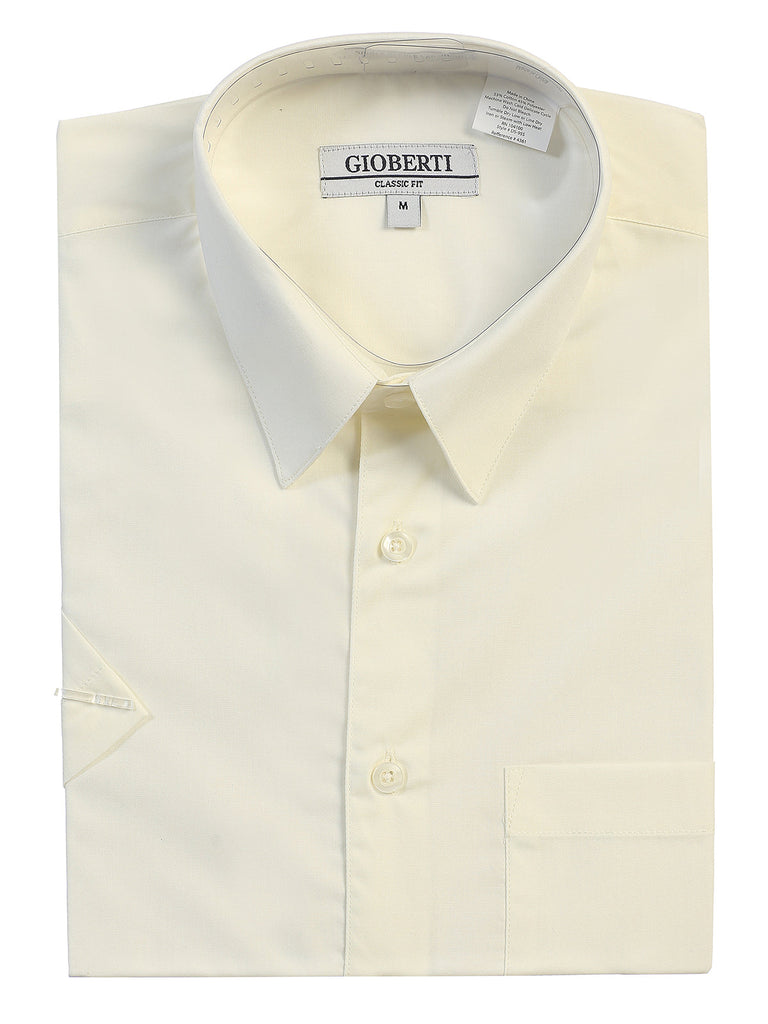Men's Short Sleeve Shirt, Ivory mens formal button down dress shirt