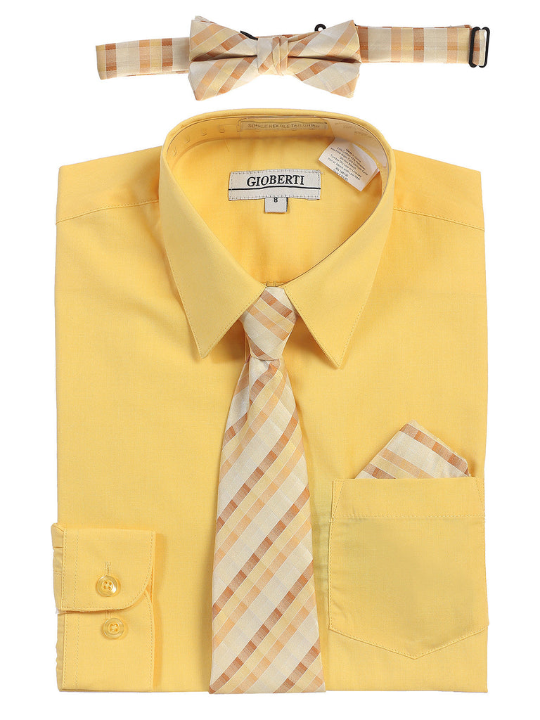 Boy's (8-18) Shirt w/ Plaid Tie Set Boy