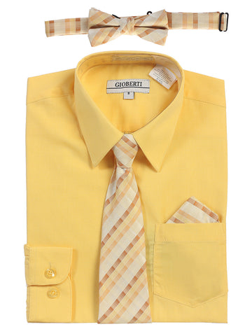 Boy's White Shirt w/ Solid Tie Set