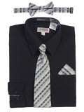 Boy's Long Sleeve Dress Shirt and Tie Set
