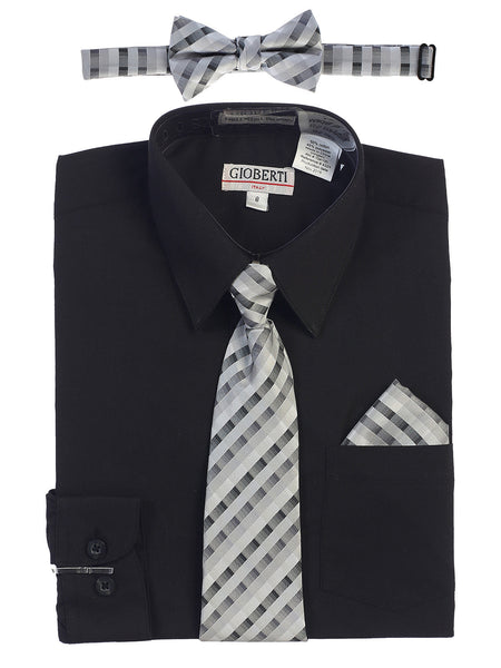 Boy's Long Sleeve Dress Shirt and Tie Set