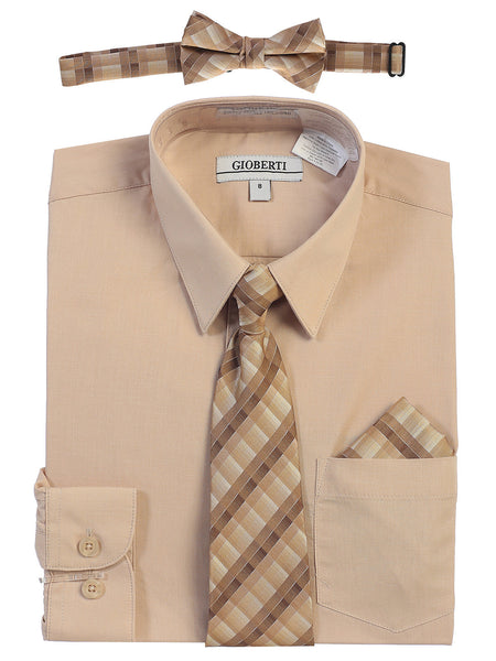 Boy's Long Sleeve Dress Shirt and Tie Set