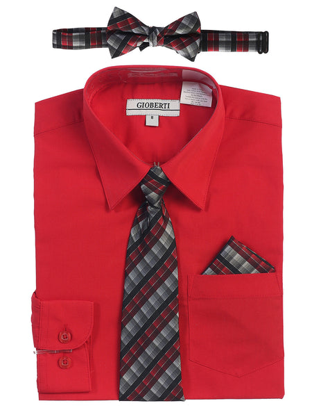 Boy's Long Sleeve Dress Shirt and Tie Set