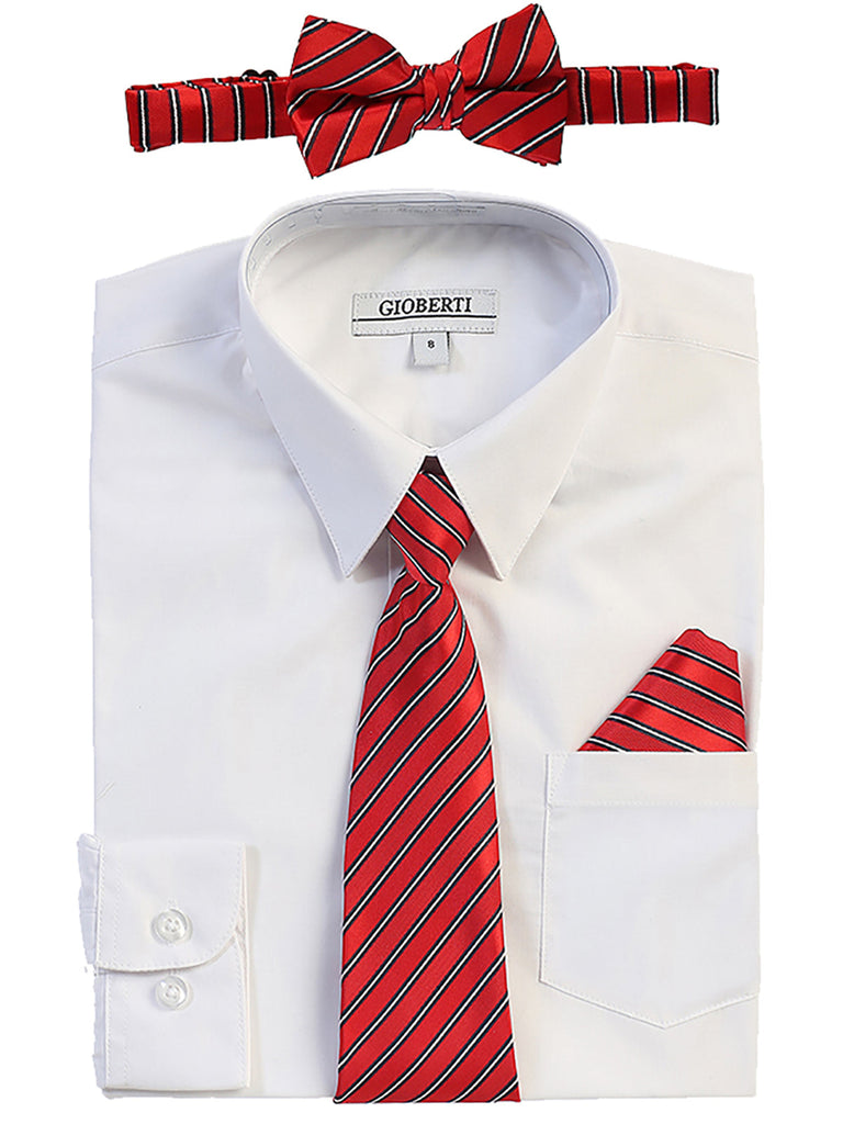Boy's (8-18) Shirt w/ Stripe Tie Set Shirt with tie set