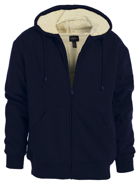 mens sherpa lined fleece hoodie jacket