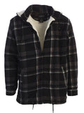 mens fleece outerwear jacket with sherpa lining and removable hood