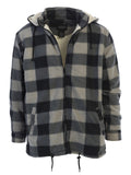 mens fleece outerwear jacket with sherpa lining and removable hood