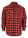 Mens Long Sleeve Flannel Plaid Checked Double Pocketed Shirt