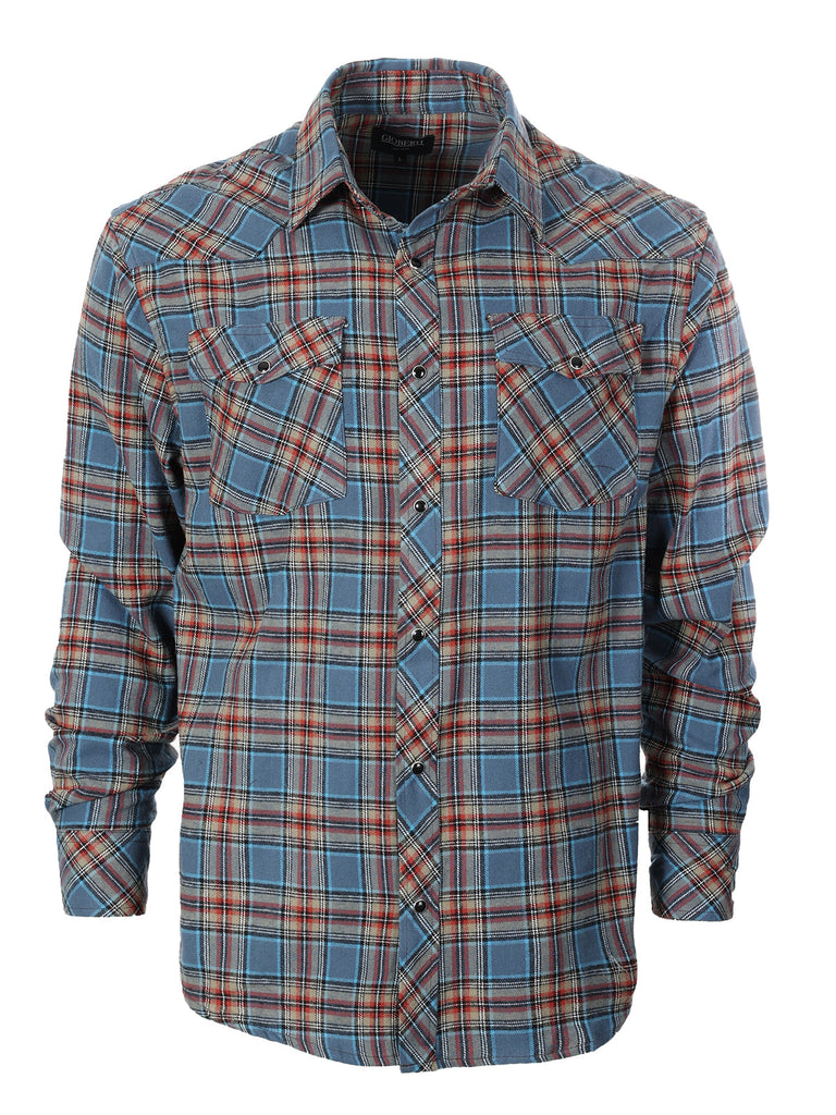 Men's Flannel Plaid Shirt w/ Snaps Mens Flannel w/snap