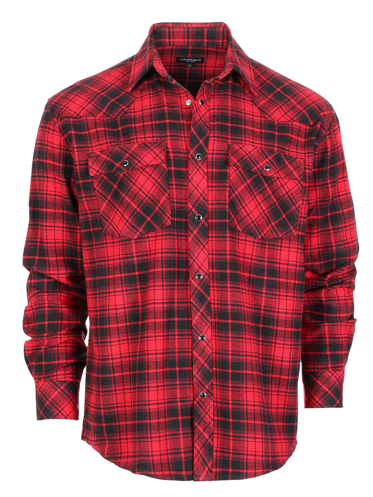 Men's Flannel Plaid Shirt w/ Snaps Mens Flannel w/snap