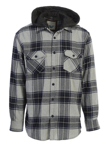 Men's Removable Hoodie Flannel Shirt, Size S