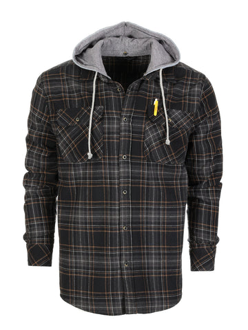 Men's Removable Hoodie Flannel Shirt, Size S