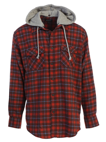 Men's Removable Hoodie Flannel Shirt, Size S