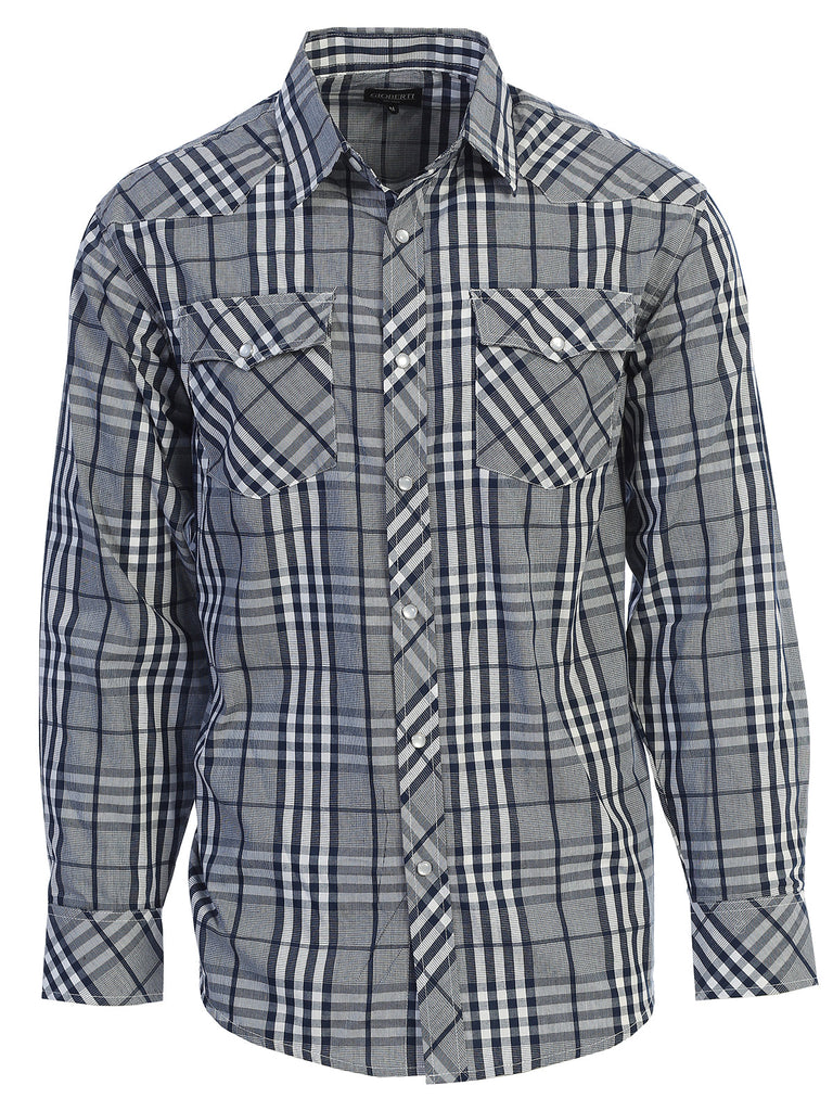 Men's Western Pearl Snap Shirt western long sleeve button down casual
