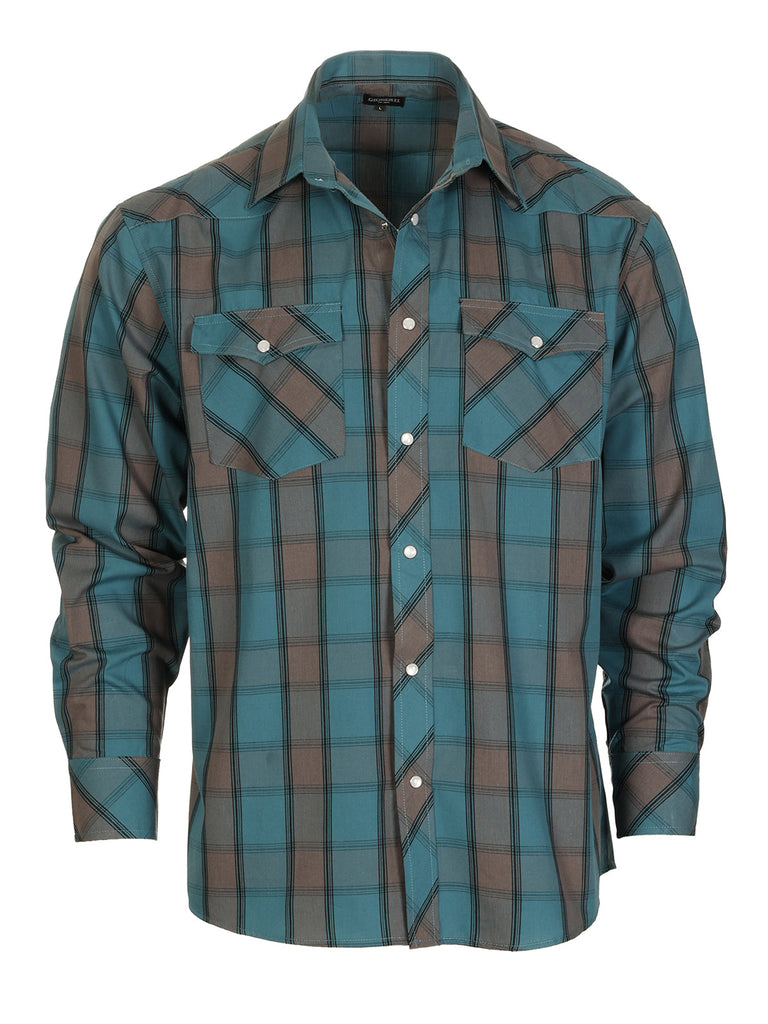 Men's Western Pearl Snap Shirt western long sleeve button down casual