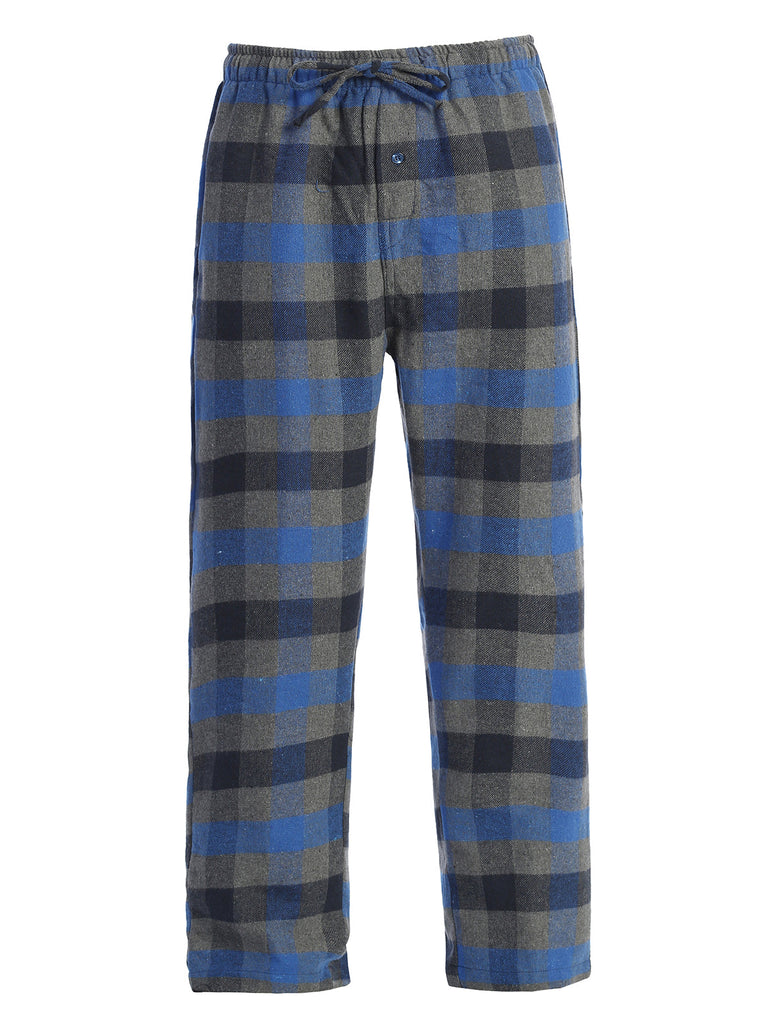 Men's Yarn Dye Flannel Pajama Pants Mens Plaid Pajamas Elastic Waist Pants