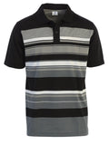 Mens Button Short Sleeve Striped Jersey Polo Shirt with Pocket