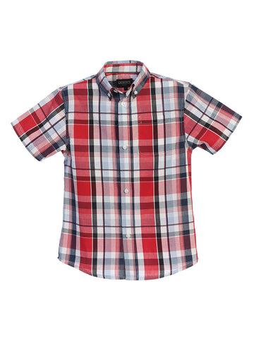 Boy's (8-16) Western Plaid Pearl Snap Shirt