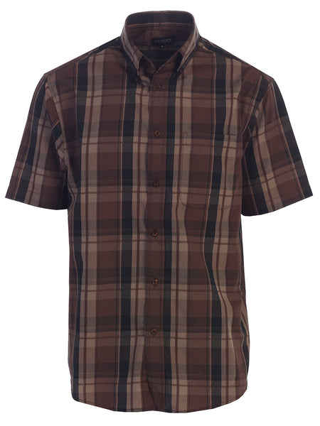 Mens Casual Plaid Short Sleeve Button Down Shirt