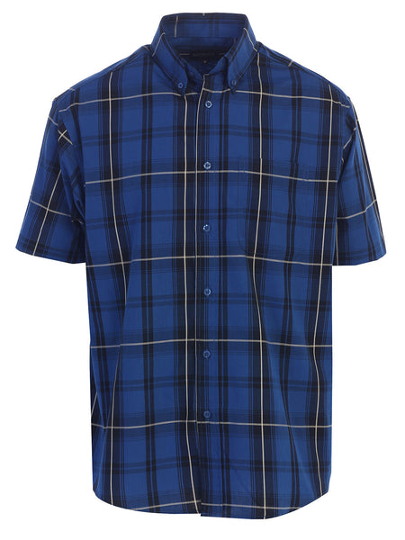 Mens Casual Plaid Short Sleeve Button Down Shirt