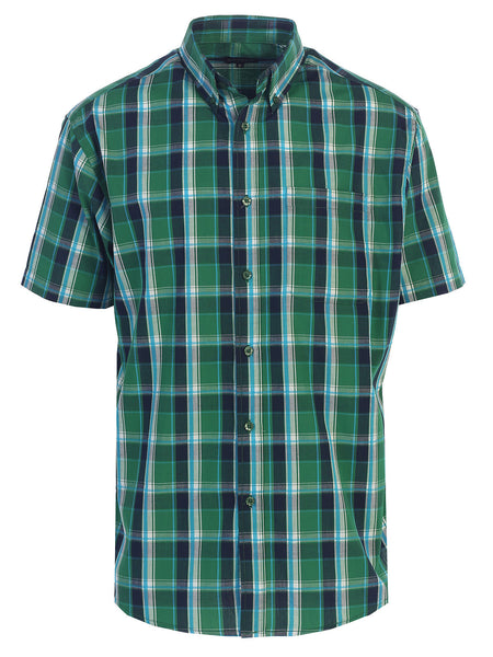 Mens Casual Plaid Short Sleeve Button Down Shirt