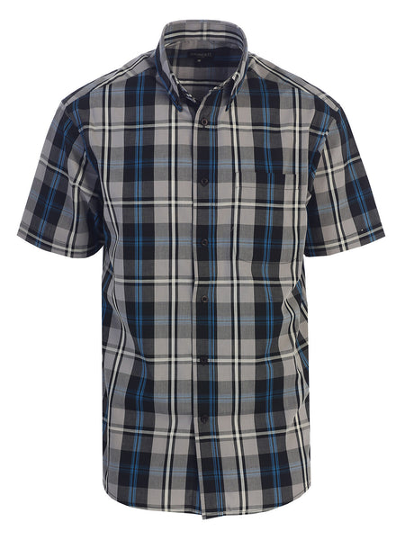 Mens Casual Plaid Short Sleeve Button Down Shirt