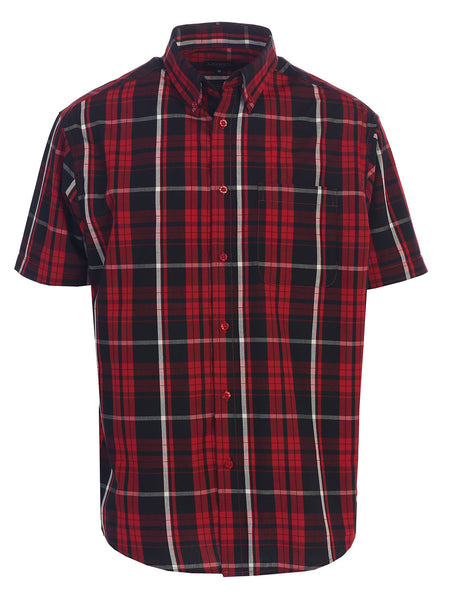 Mens Casual Plaid Short Sleeve Button Down Shirt