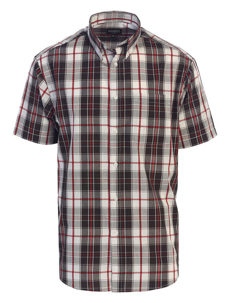 Mens Casual Plaid Short Sleeve Button Down Shirt