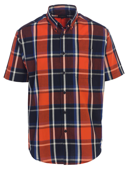 Mens Casual Plaid Short Sleeve Button Down Shirt