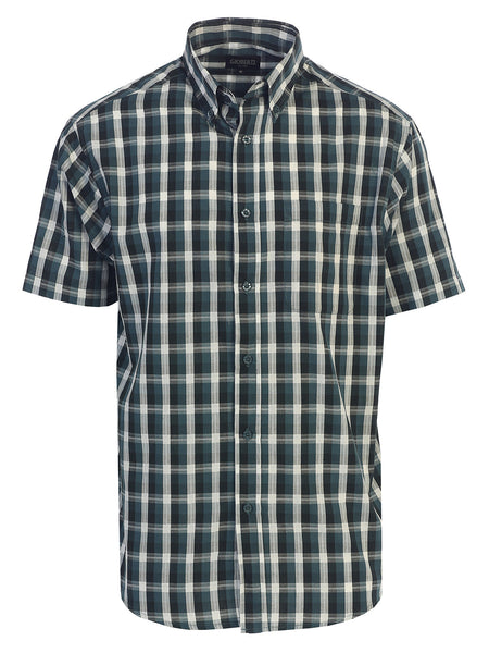 Mens Casual Plaid Short Sleeve Button Down Shirt