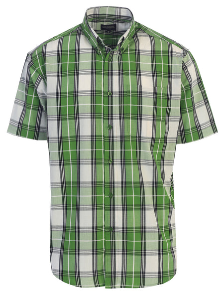 Mens Casual Plaid Short Sleeve Button Down Shirt