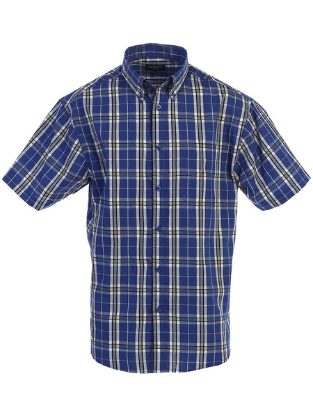 Mens Casual Plaid Short Sleeve Button Down Shirt