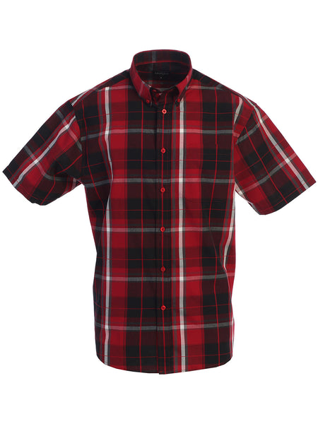 Mens Casual Plaid Short Sleeve Button Down Shirt