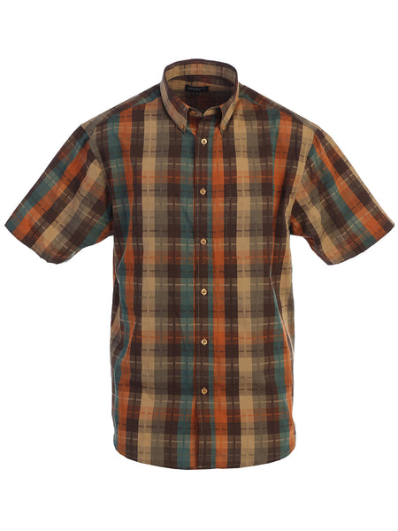 Mens Casual Plaid Short Sleeve Button Down Shirt