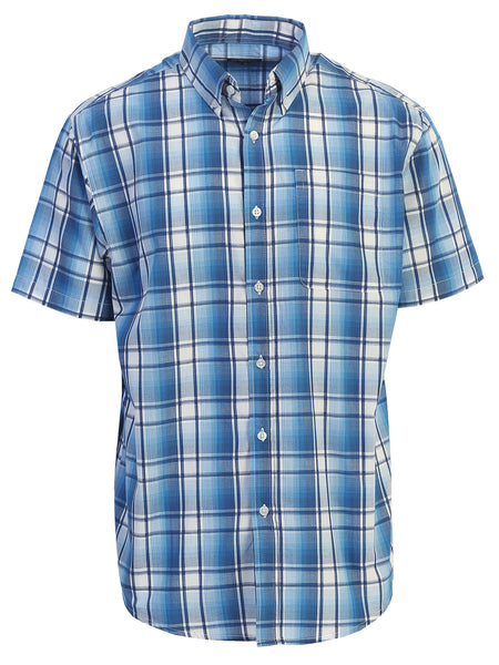 Mens Casual Plaid Short Sleeve Button Down Shirt