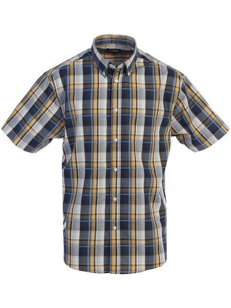 Mens Casual Plaid Short Sleeve Button Down Shirt