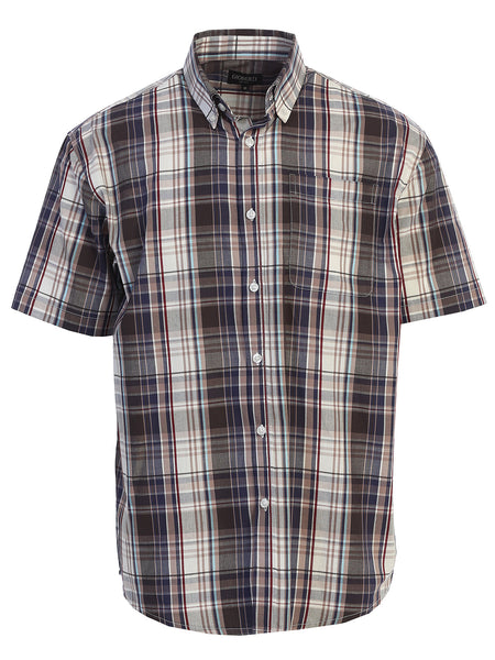 Mens Casual Plaid Short Sleeve Button Down Shirt
