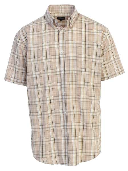 Mens Casual Plaid Short Sleeve Button Down Shirt