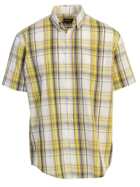 Mens Casual Plaid Short Sleeve Button Down Shirt