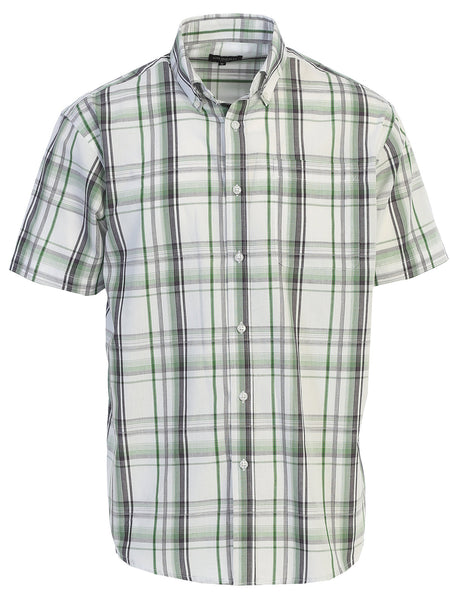 Mens Casual Plaid Short Sleeve Button Down Shirt