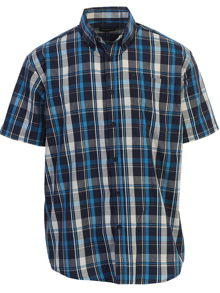 Mens Casual Plaid Short Sleeve Button Down Shirt