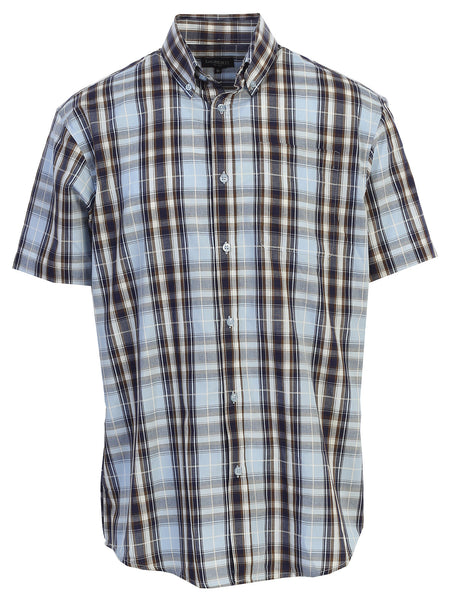 Mens Casual Plaid Short Sleeve Button Down Shirt