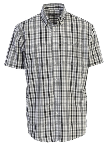 Mens Casual Plaid Short Sleeve Button Down Shirt