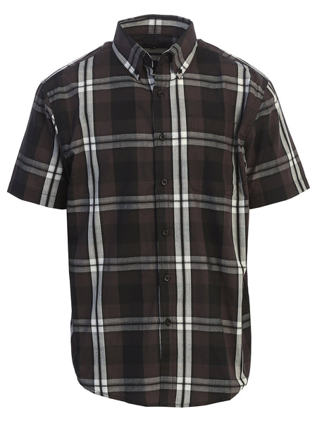 Mens Casual Plaid Short Sleeve Button Down Shirt