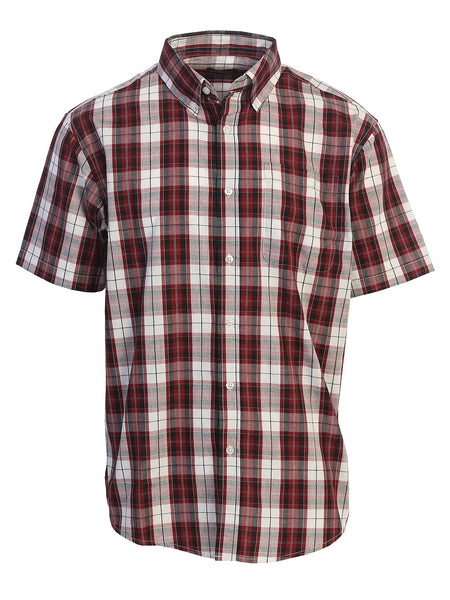 Mens Casual Plaid Short Sleeve Button Down Shirt