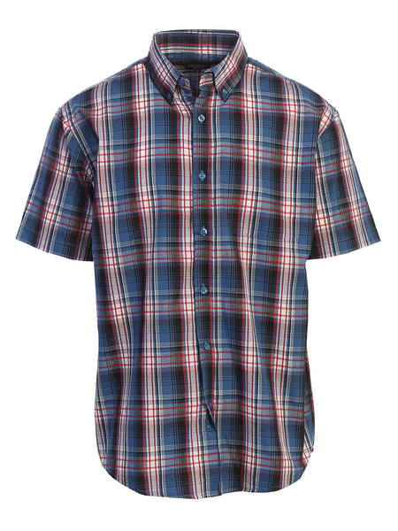 Mens Casual Plaid Short Sleeve Button Down Shirt